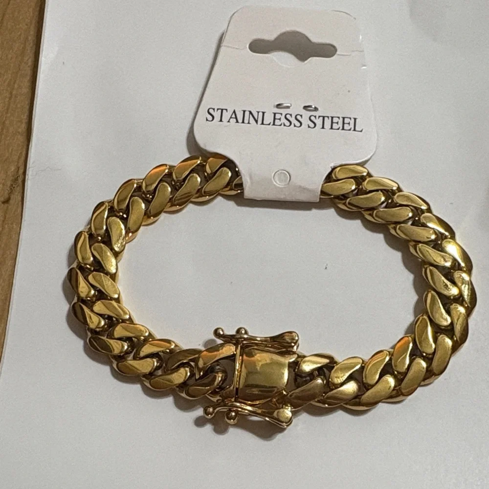 Gold Cuban Stainless Steel Men's Bracelet